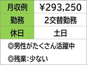 成型オペレーター　自動車部品を造る工場　2交替勤務　土日お休み《...